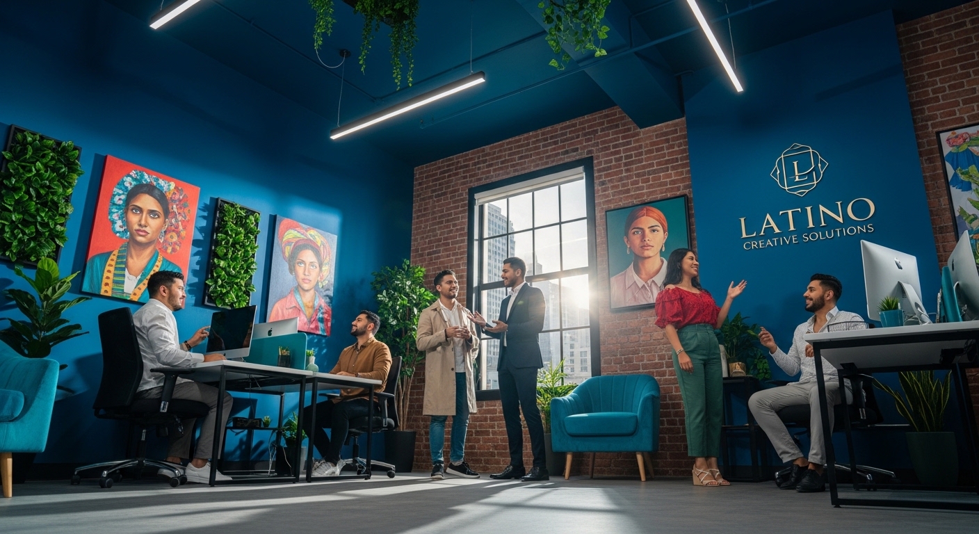 Equipo presentando proyecto en oficina moderna